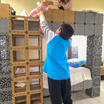 Bunk bed in a compact bedroom
