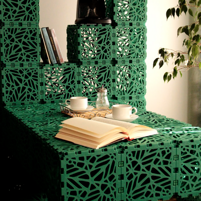 Reading corner with armchair and bookshelves