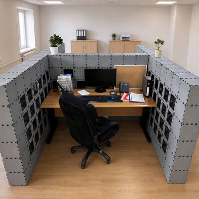 Cubik H-shaped office cluster, 1.80 m workstations