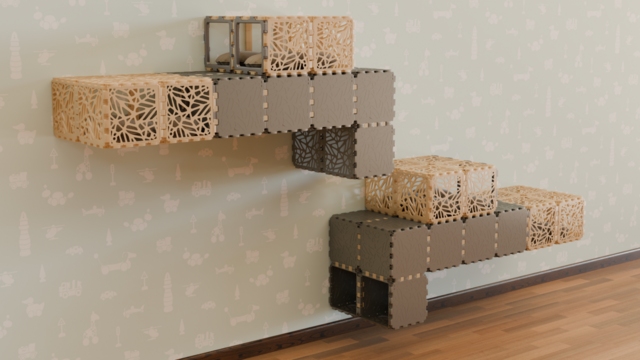 Naścienny domek dla kota