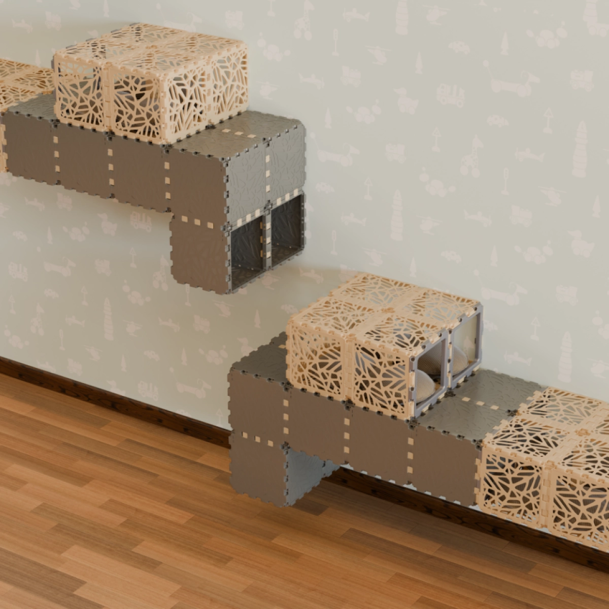 Cubik Wall-mounted cat house, additional view