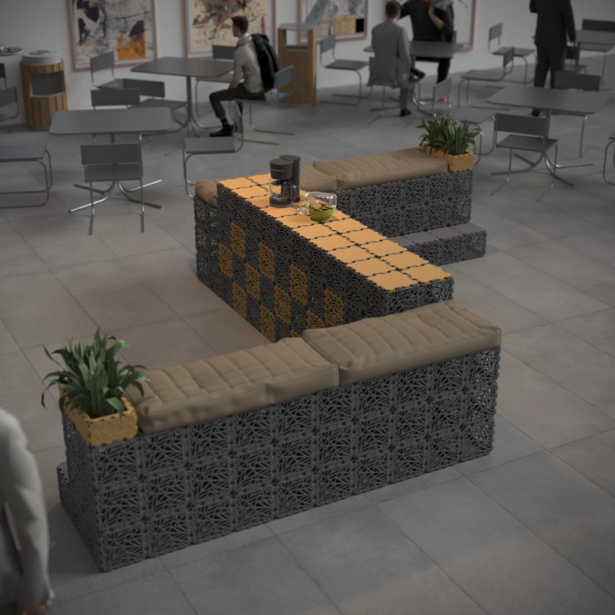 Część wypoczynkowa z blatem roboczym