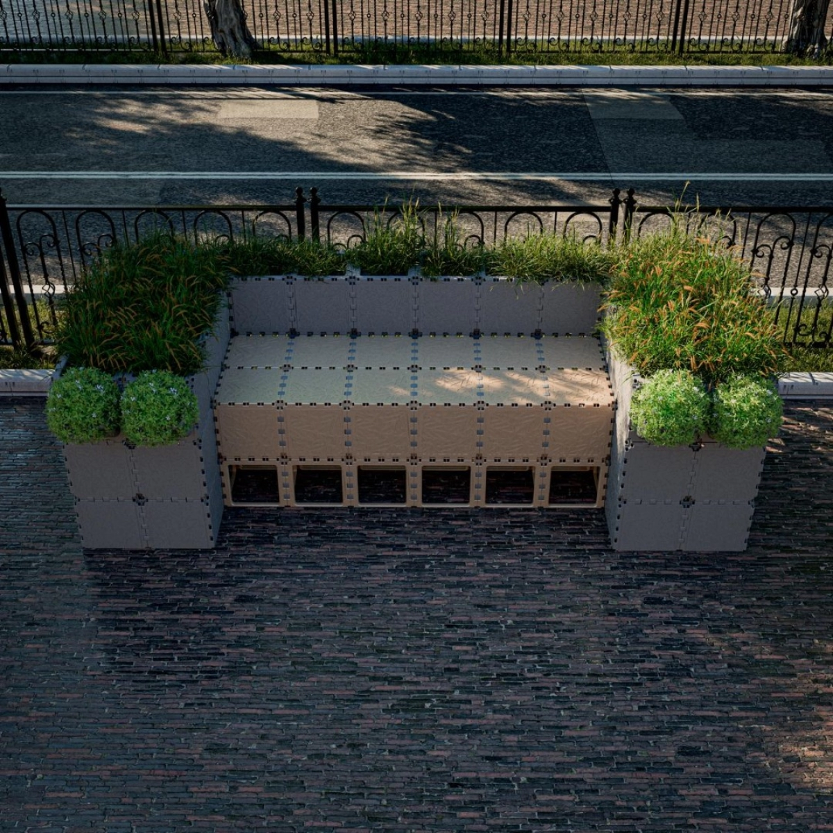 Modular green bench photo