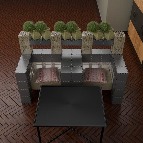 Modułowa ławka dwumiejscowa