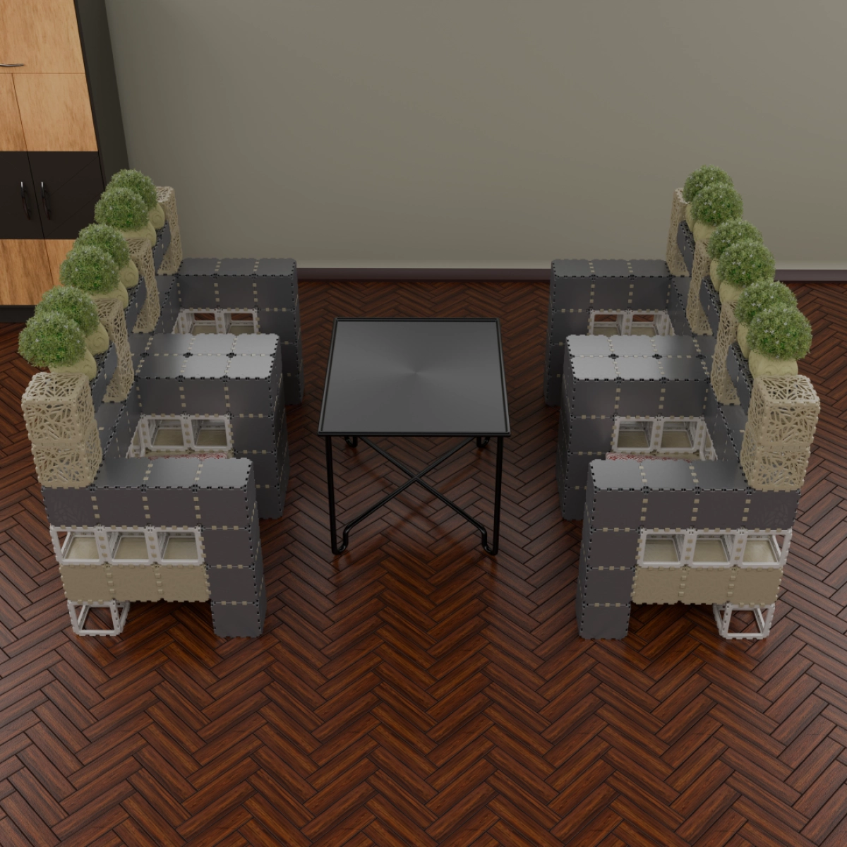 Cubik Modular two-seat bench, additional view