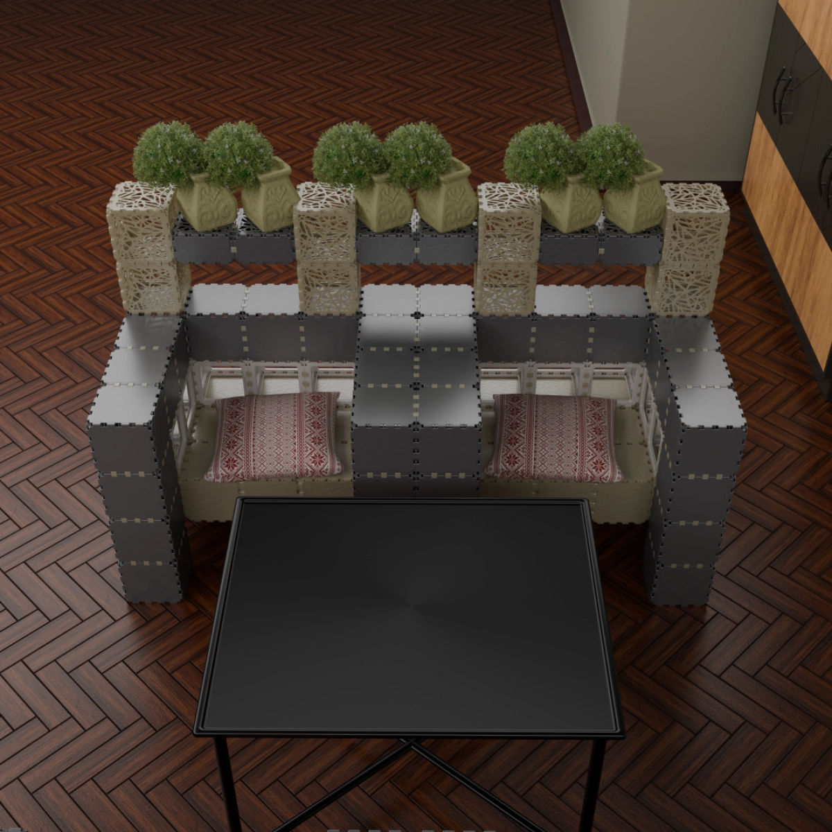 Modułowa ławka dwumiejscowa