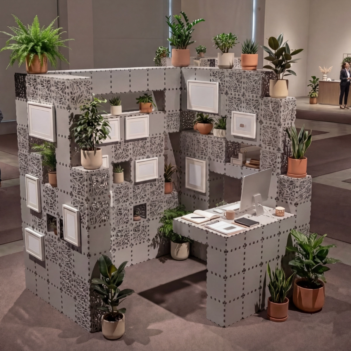 Zielone stoisko biurowe