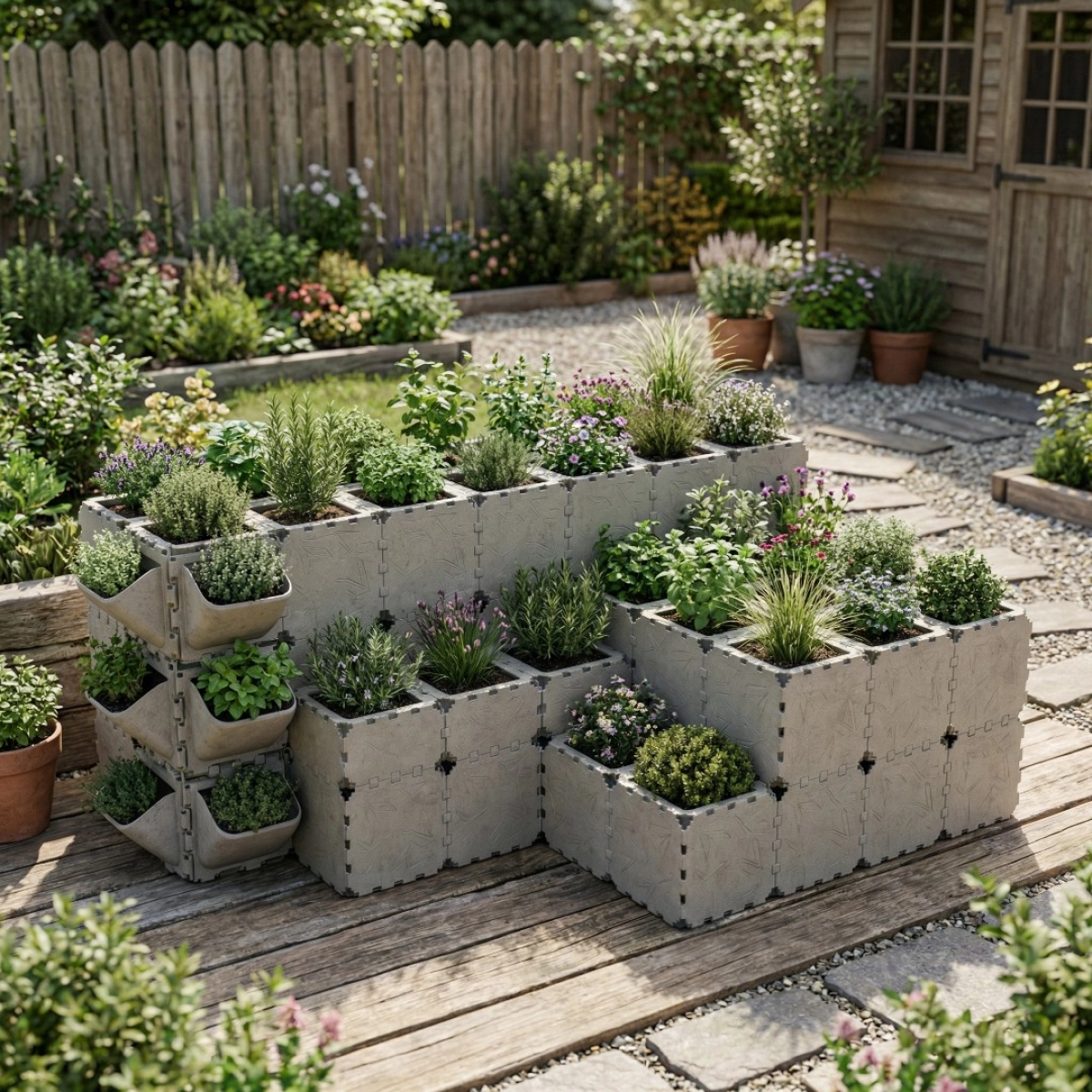 Cubik large planter system, angled view