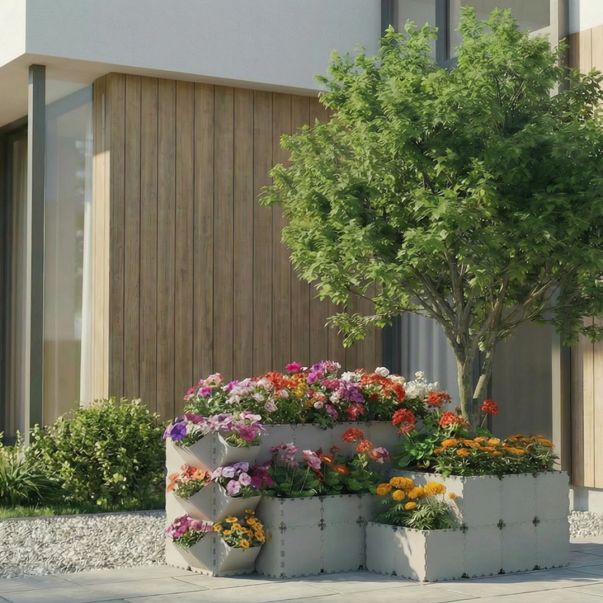 Cubik large planter system, close-up