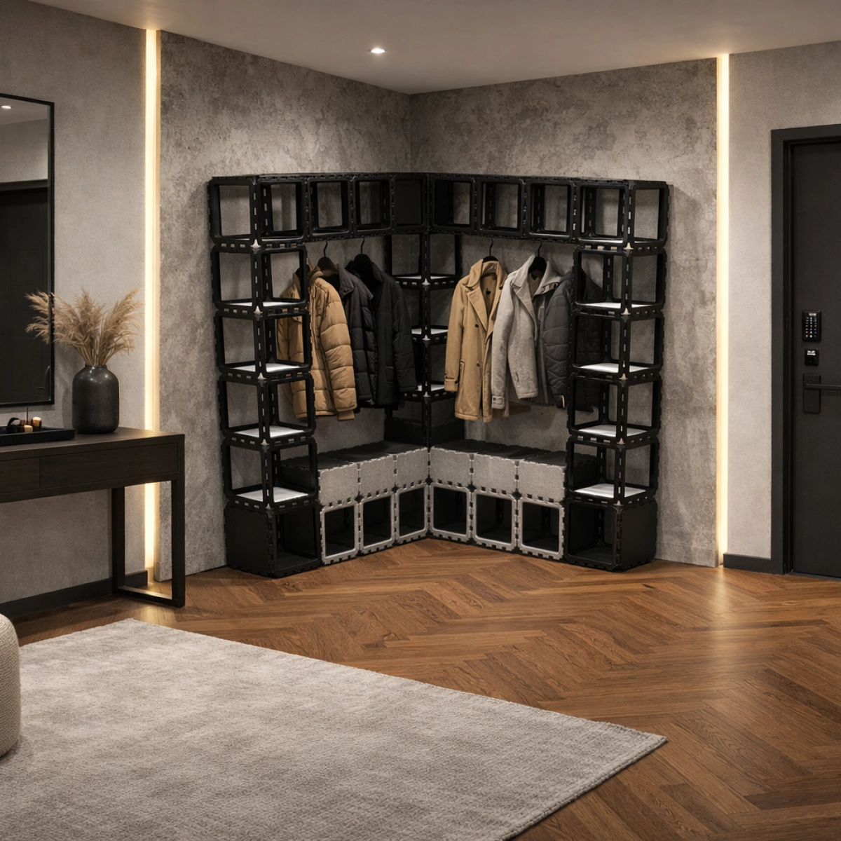 Modular Corner Entryway Coat Rack photo