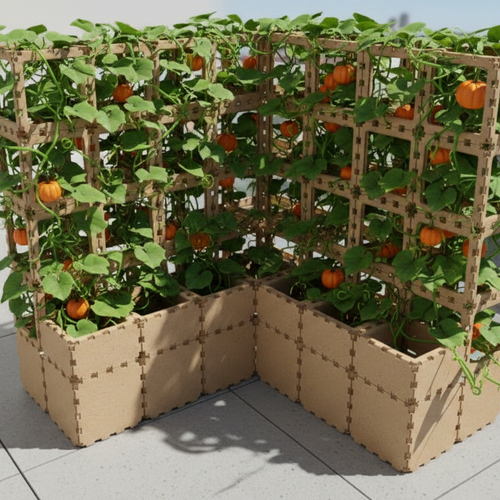 Modułowy stojak narożny dla roślin pnących