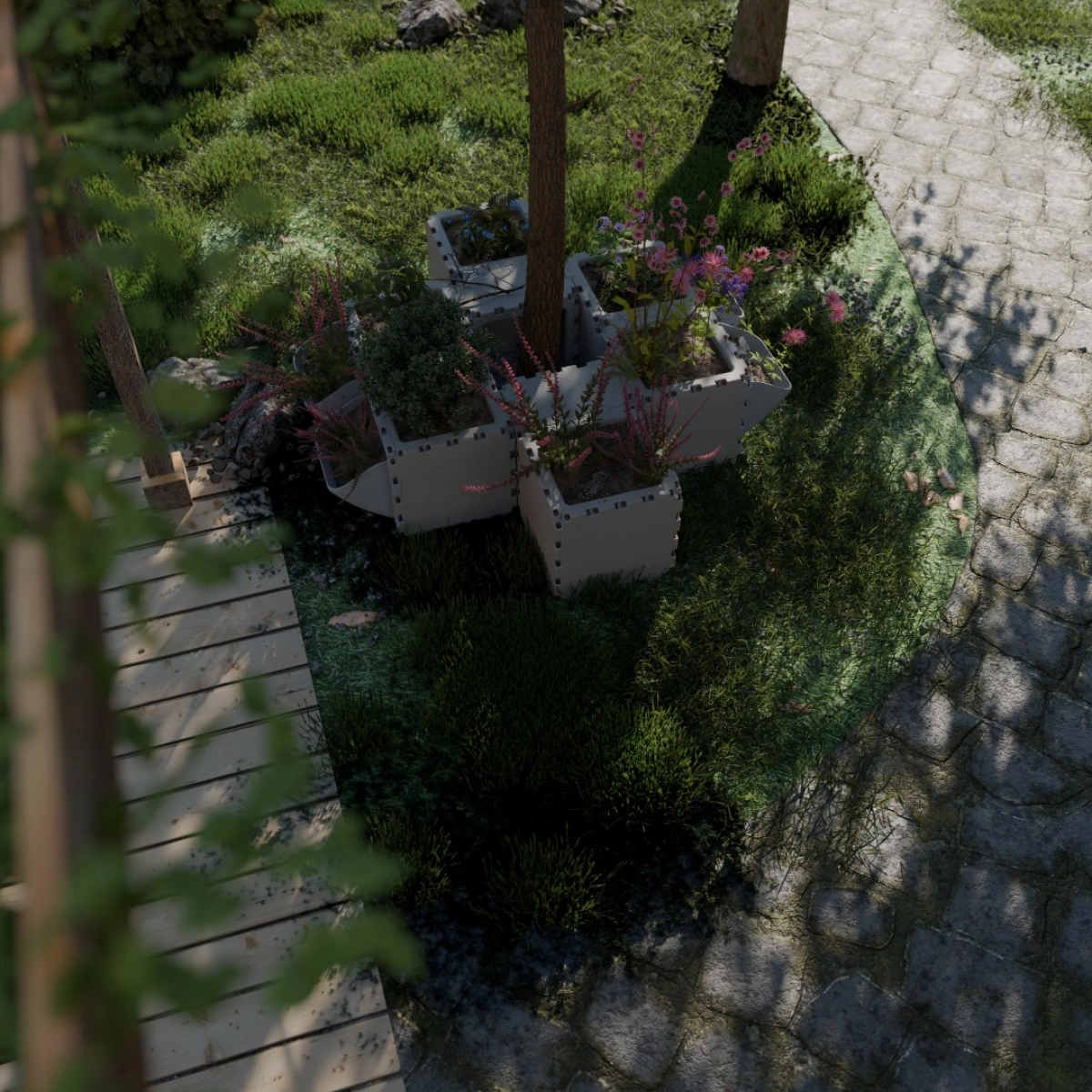 Cubik Balcony garden set #1 with plants, additional view