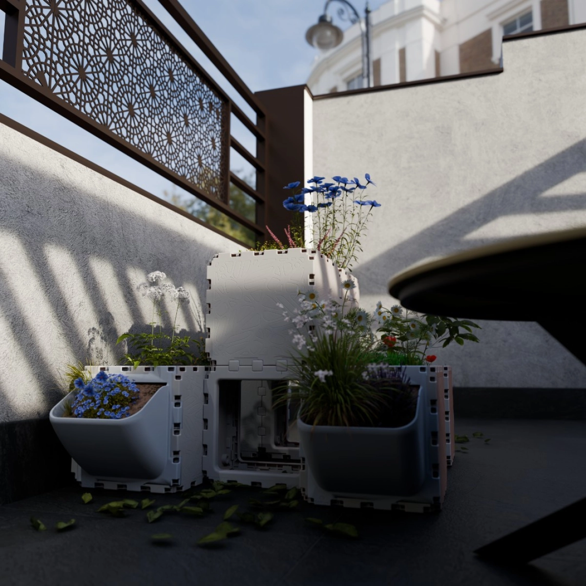 Cubik Balcony garden set #1 with plants, additional view