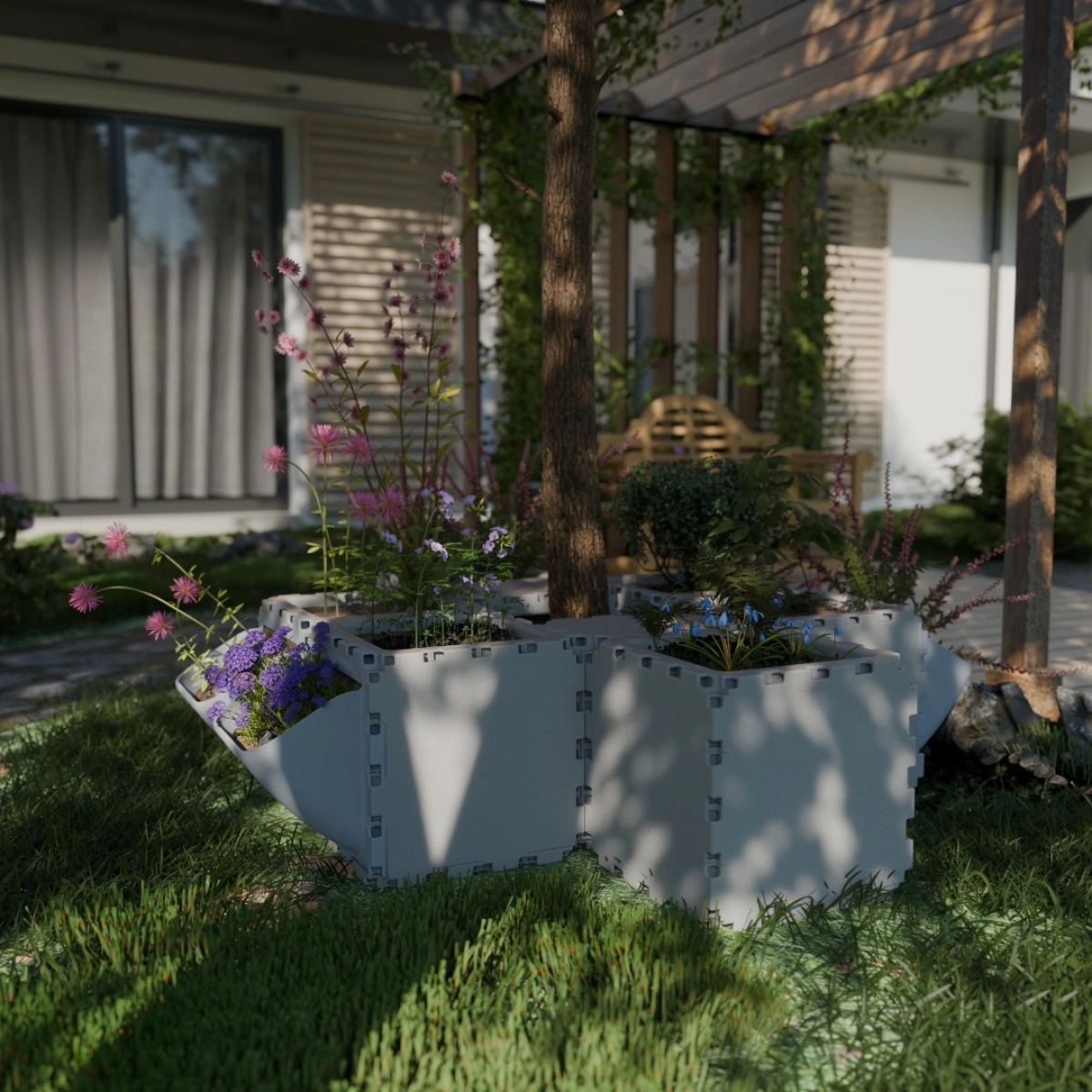 Cubik Balcony garden set #1 with plants, additional view