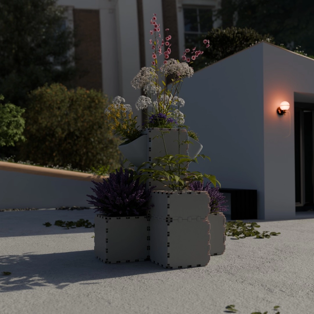 Cubik Balcony garden set #2 with plants, additional view