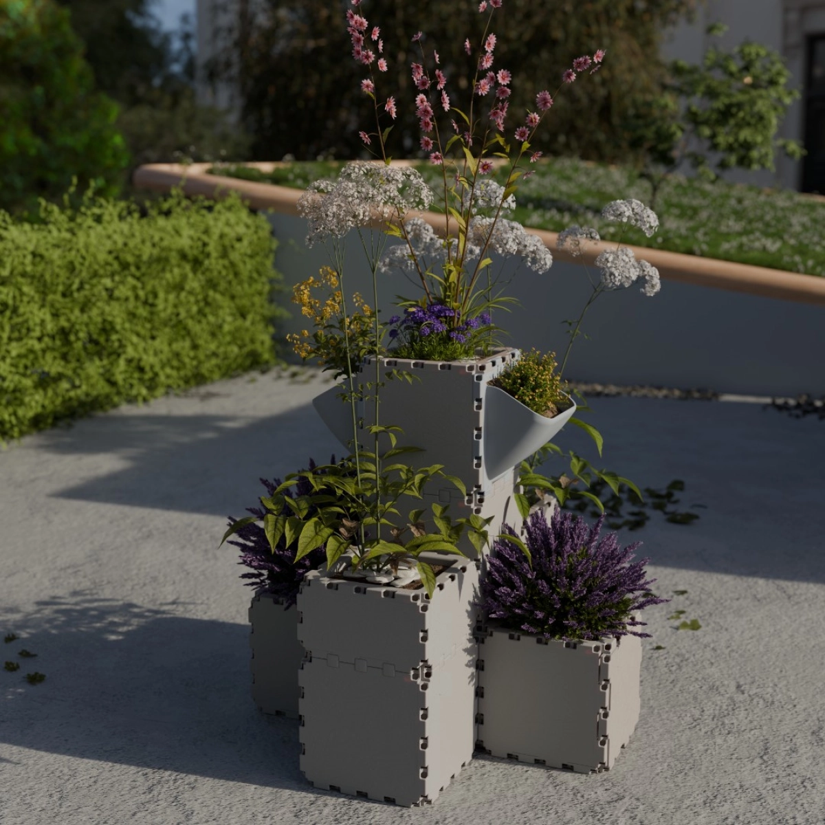 Cubik Balcony garden set #2 with plants, additional view