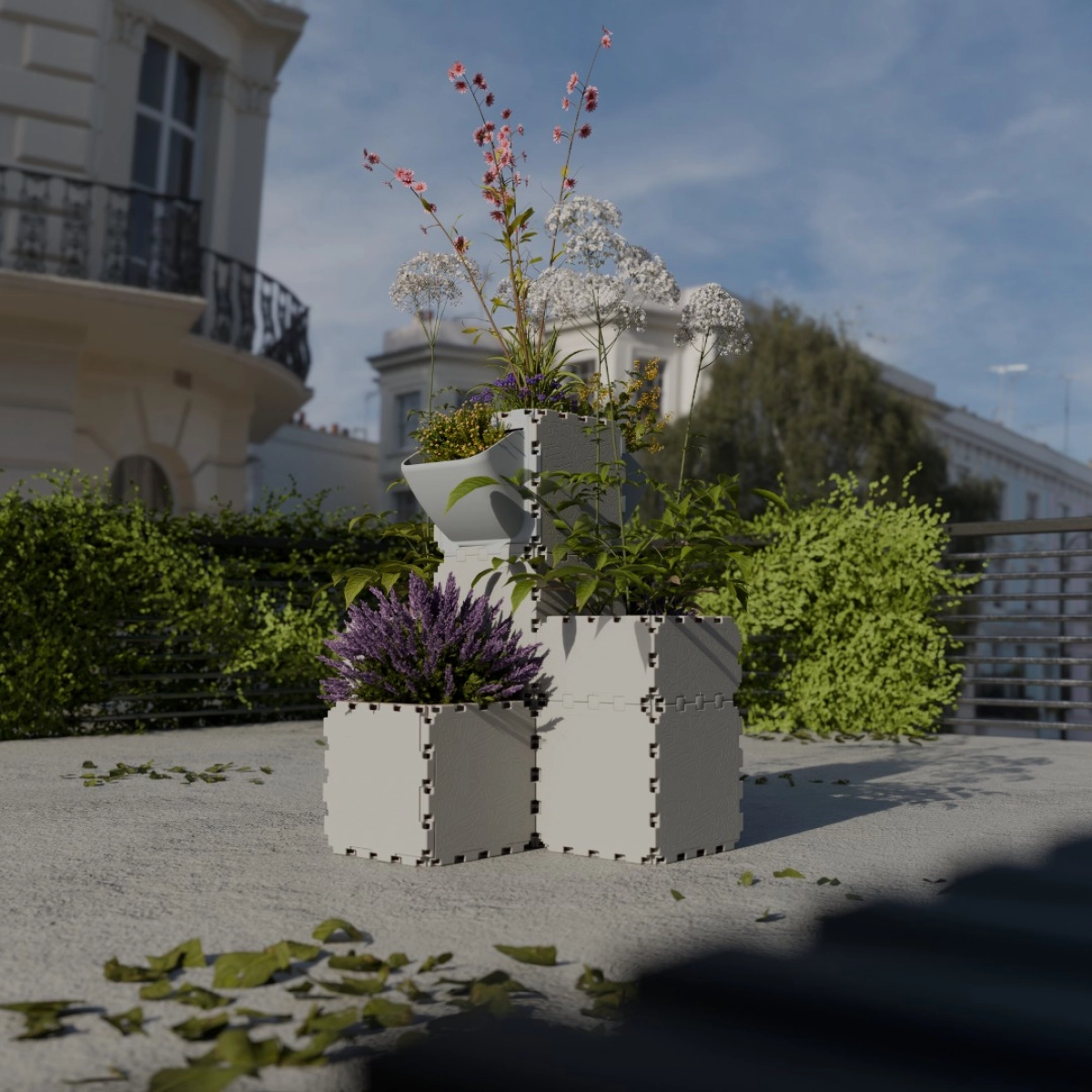 Cubik Balcony garden set #2 with plants, additional view