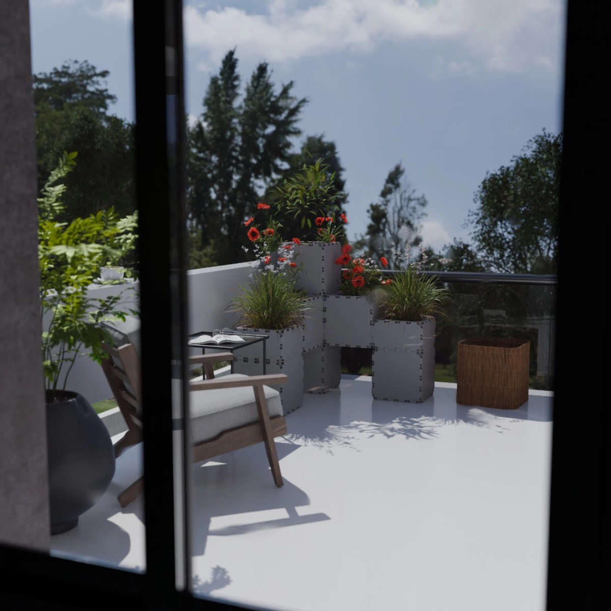 Cubik Balcony garden set #2 with plants, additional view
