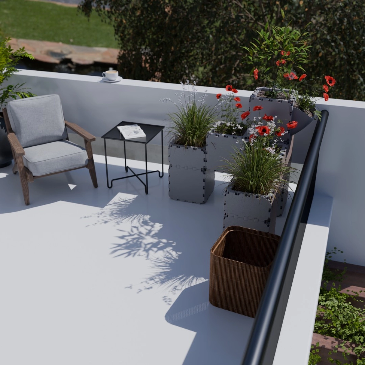 Cubik Balcony garden set #2 with plants, additional view