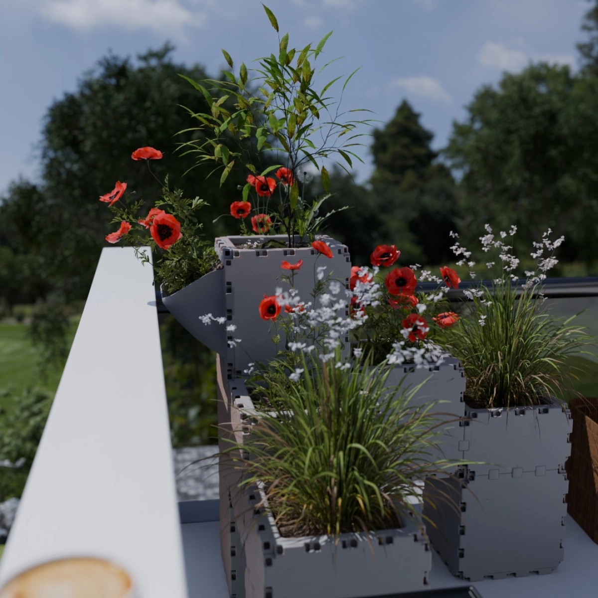 Cubik Balcony garden set #2 with plants, additional view