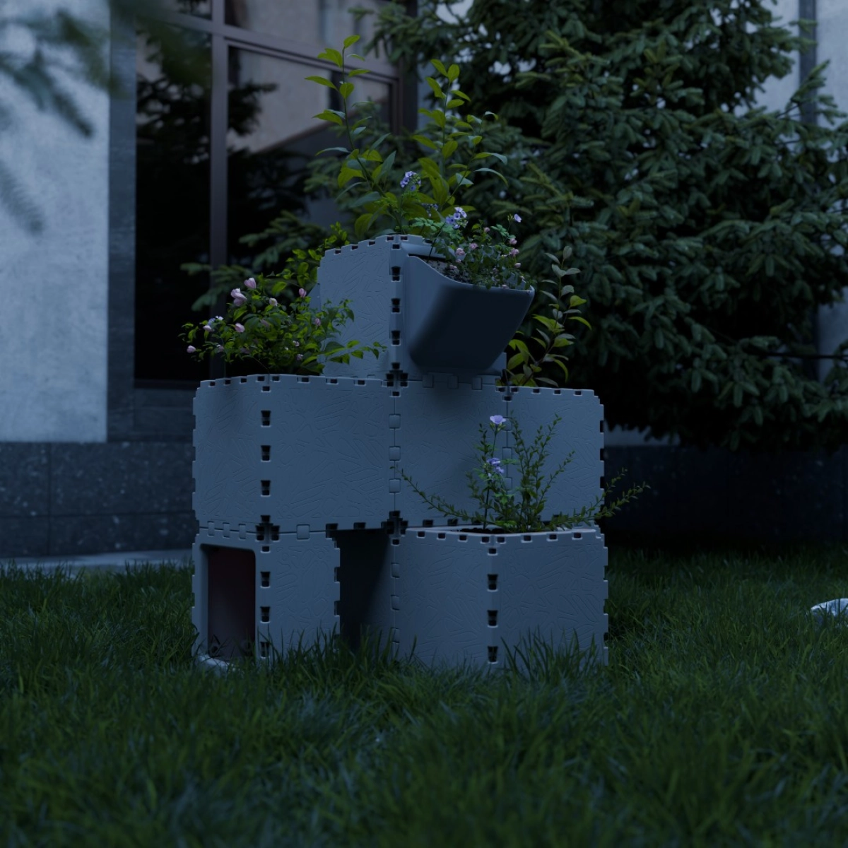 Cubik Balcony garden set #2 with plants, additional view