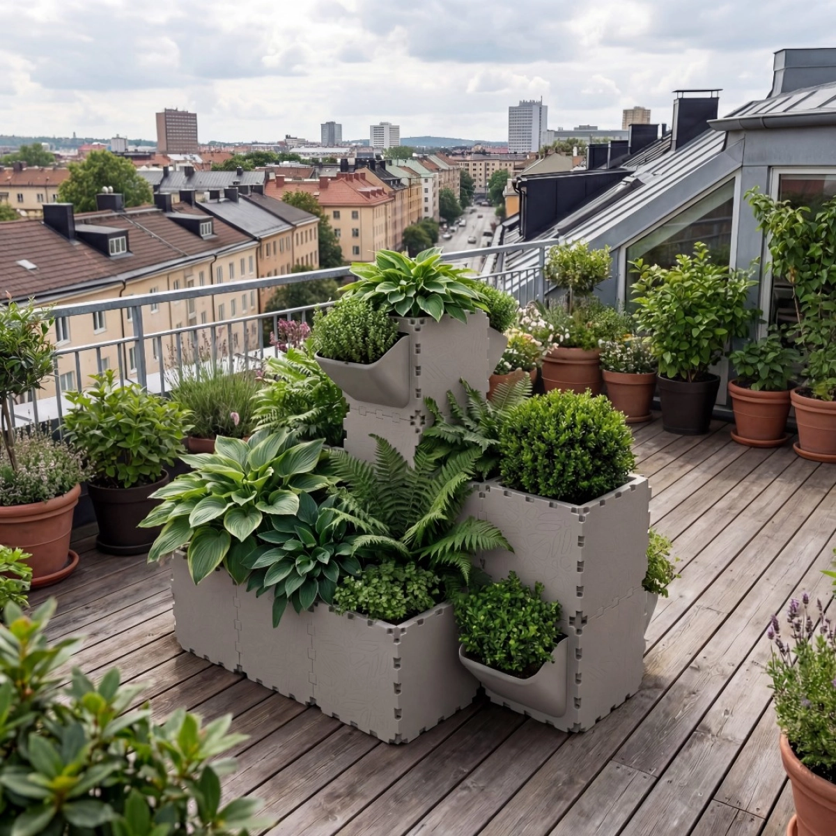 Grey Cubik balcony garden set 1+2, additional view