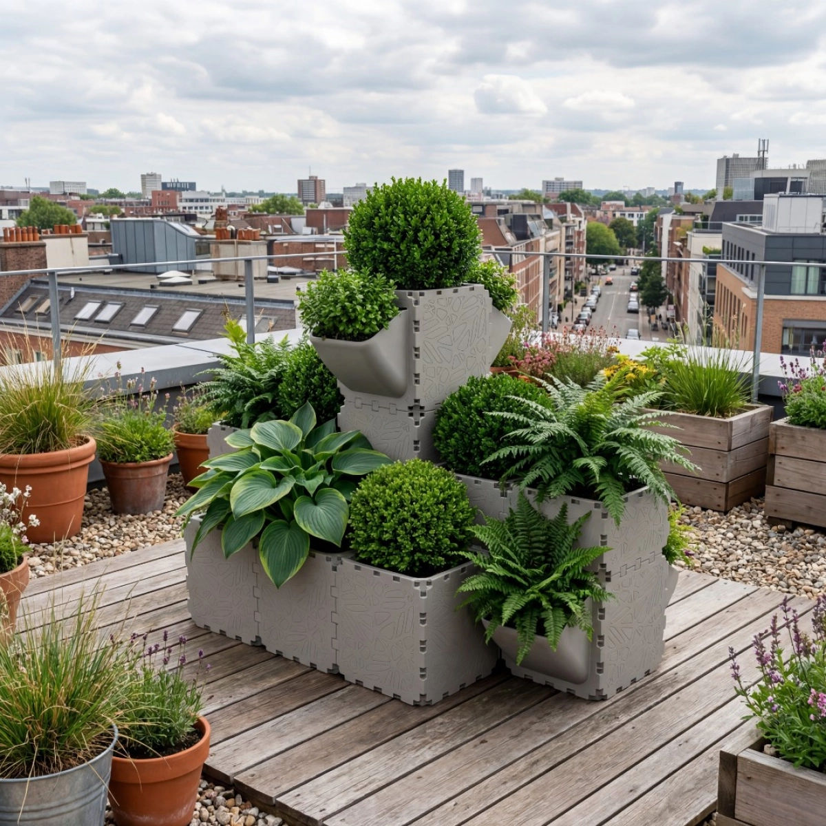 Grey Cubik balcony garden set 1+2, additional view