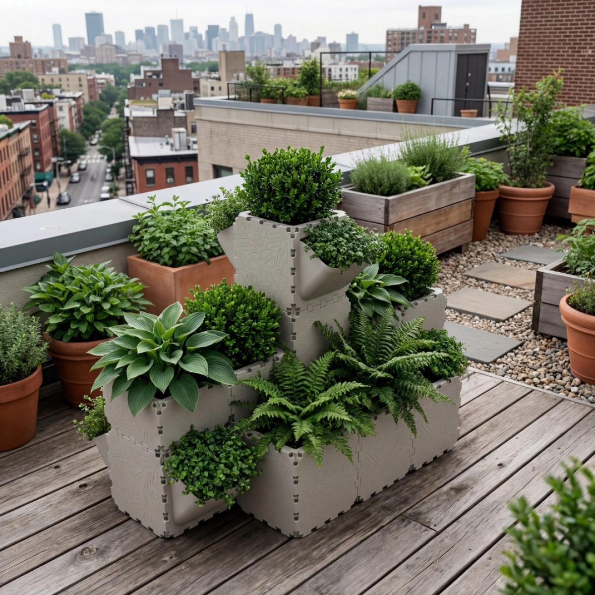 Grey Cubik balcony garden set 1+2, additional view