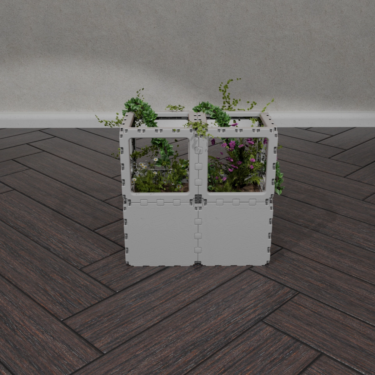 Cubik Duo Planter with plants