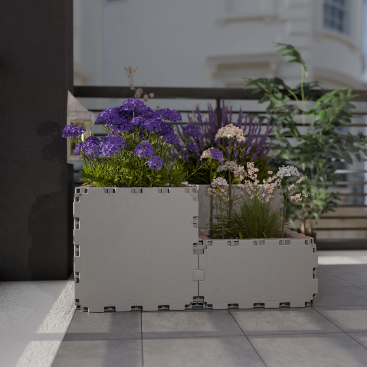 Cubik Quartet Planter with plants, additional view