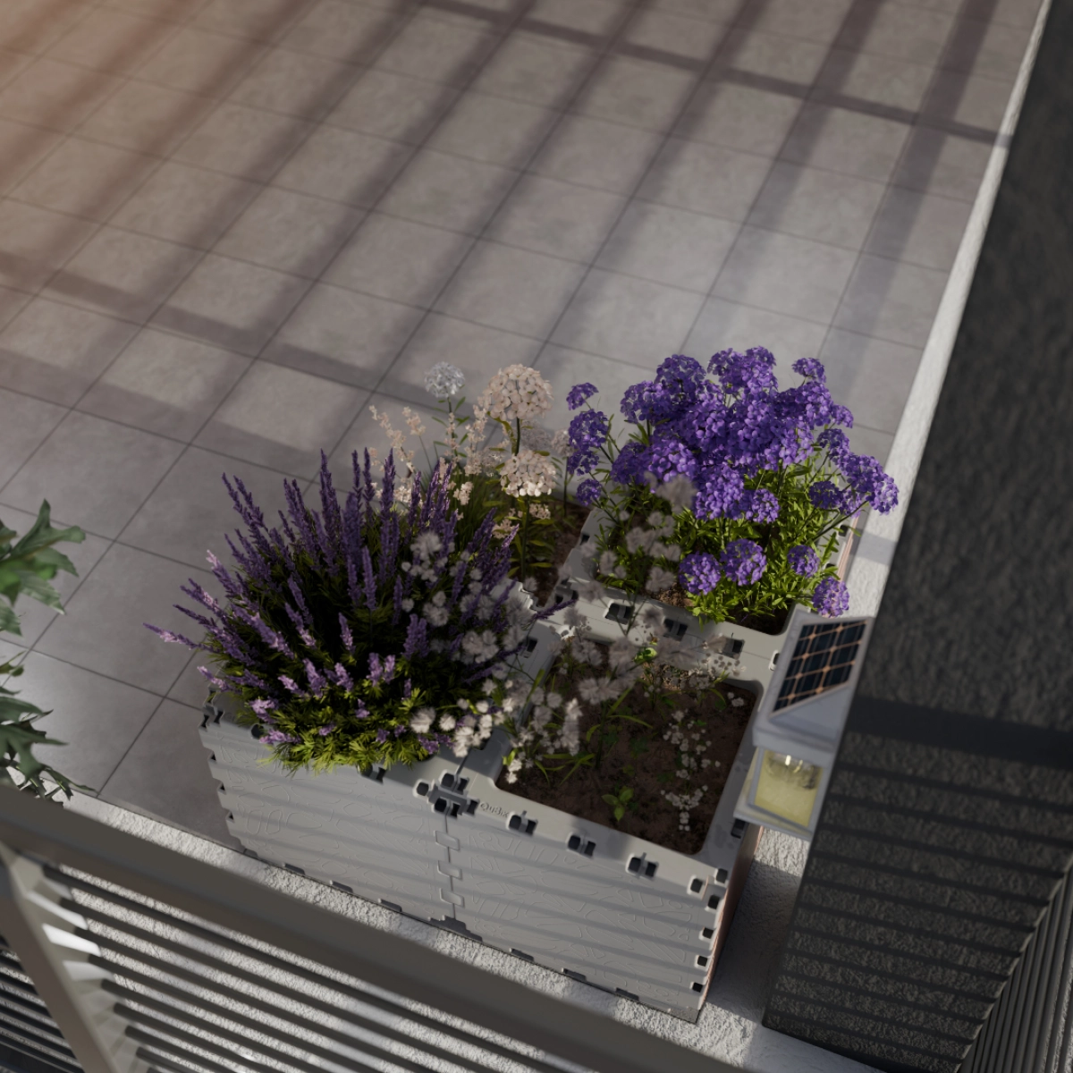 Cubik Quartet Planter with plants, additional view