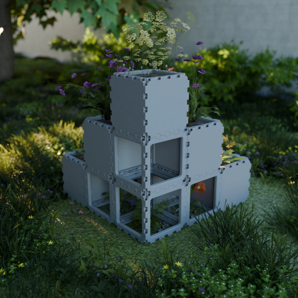 Cubik Stepped Garden with plants, additional view