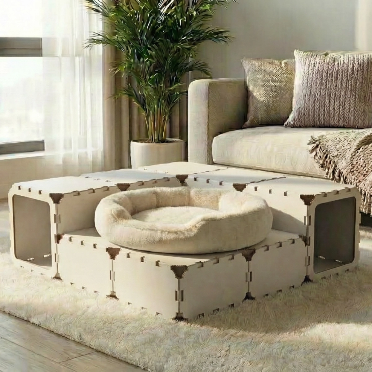 Cubik Modular Cat House with Tunnel for indoor cats, additional view