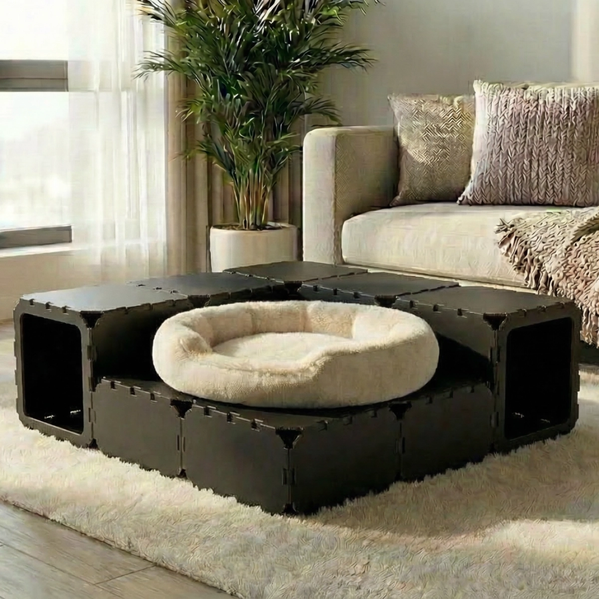 Cubik Modular Cat House with Tunnel for indoor cats, additional view