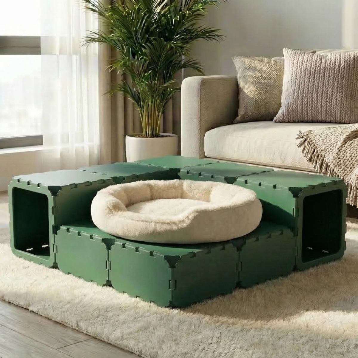 Cubik Modular Cat House with Tunnel for indoor cats, additional view