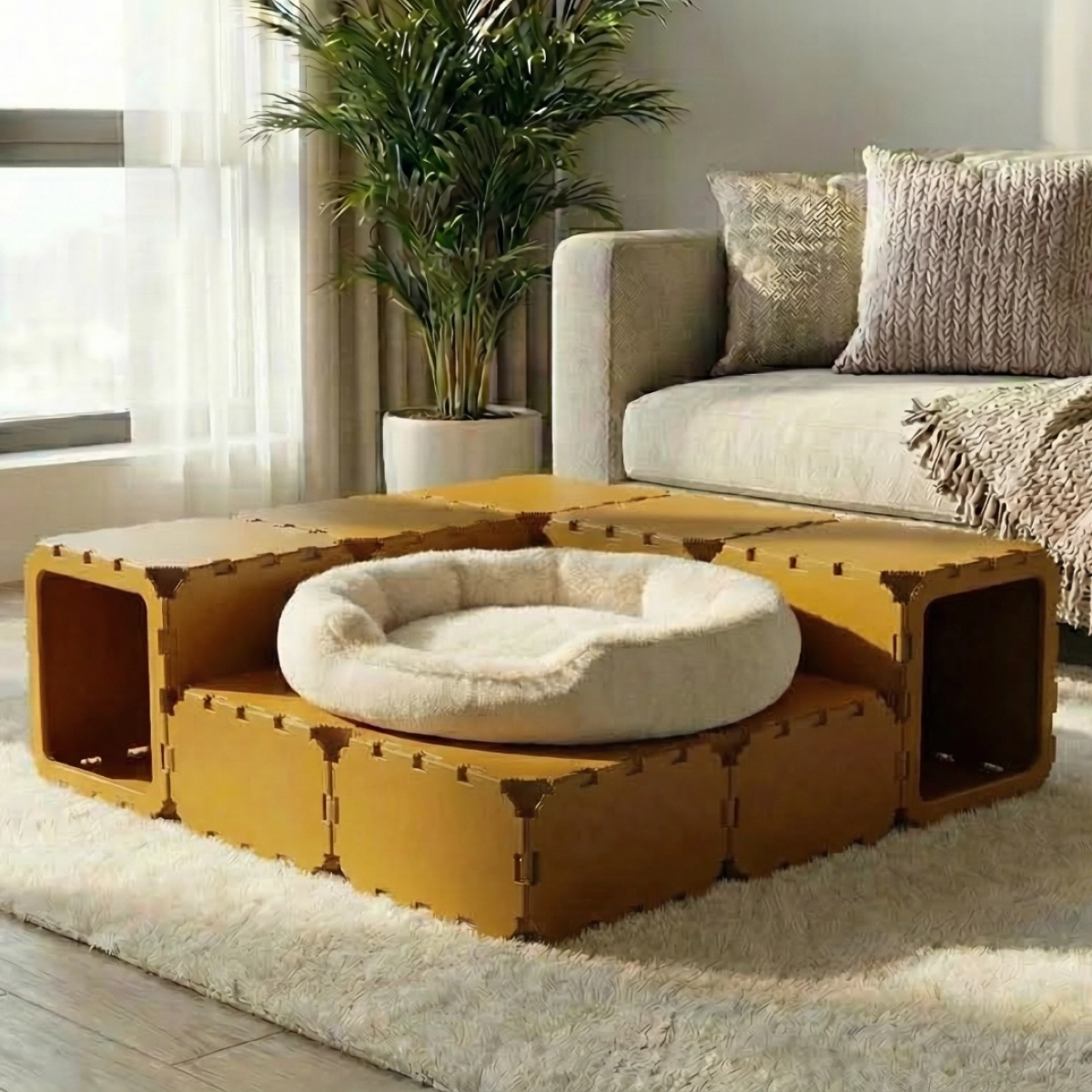 Cubik Modular Cat House with Tunnel for indoor cats, additional view