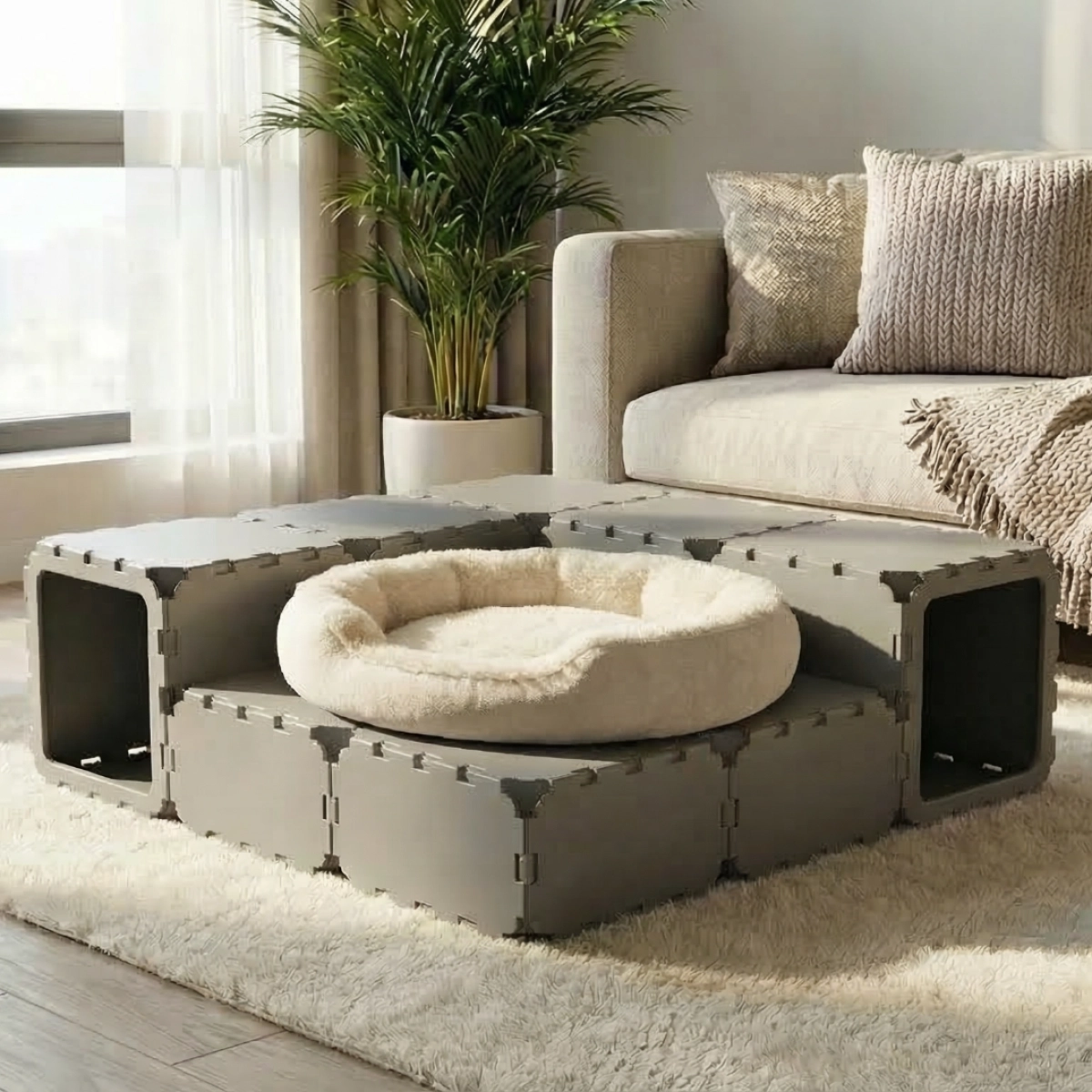 Cubik Modular Cat House with Tunnel for indoor cats, additional view