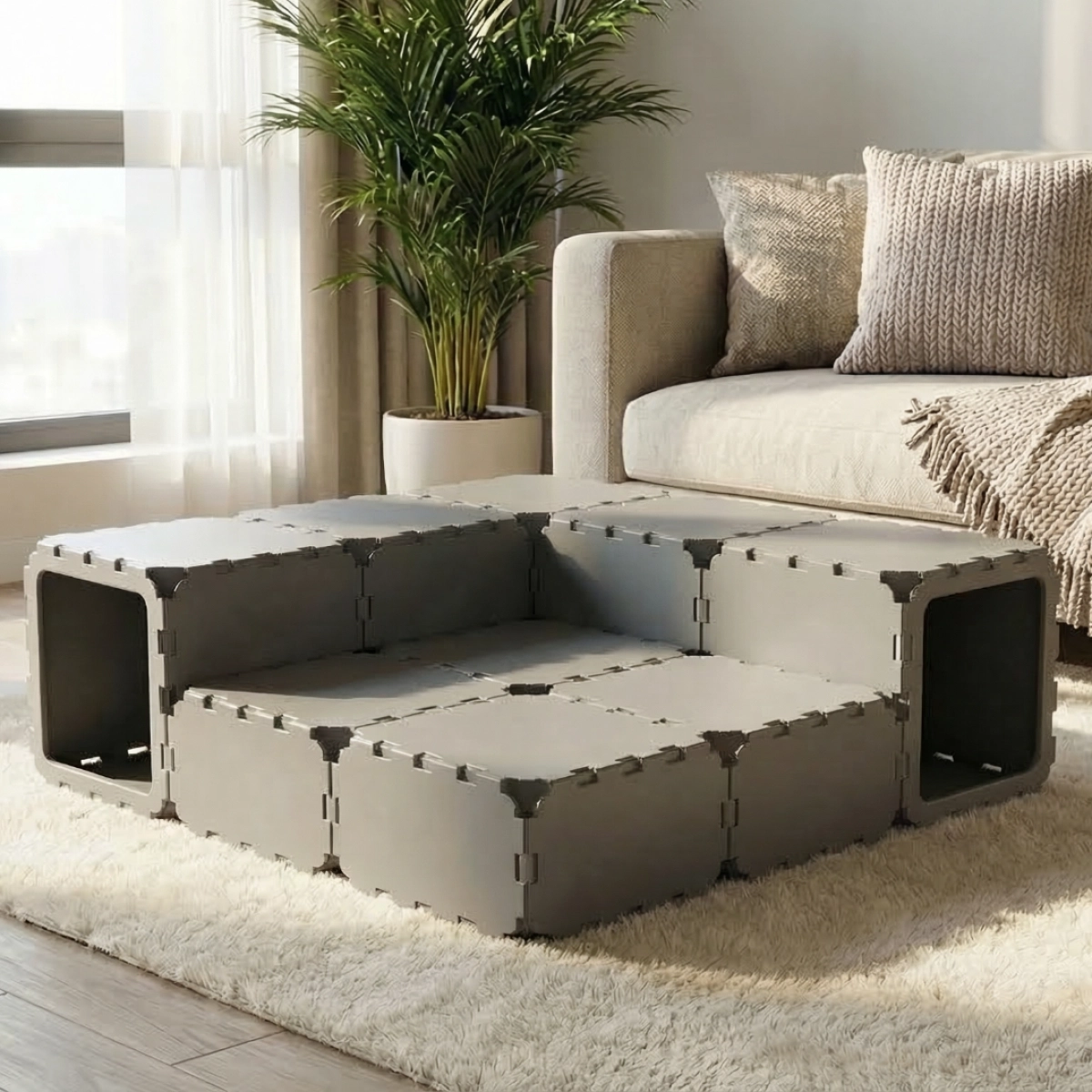 Cubik Modular Cat House with Tunnel for indoor cats, additional view