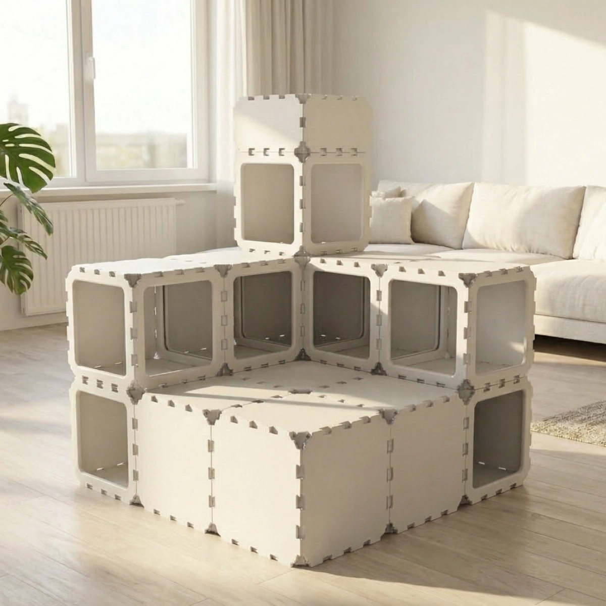Cubik Modular Cat House with Tower for indoor cats, additional view