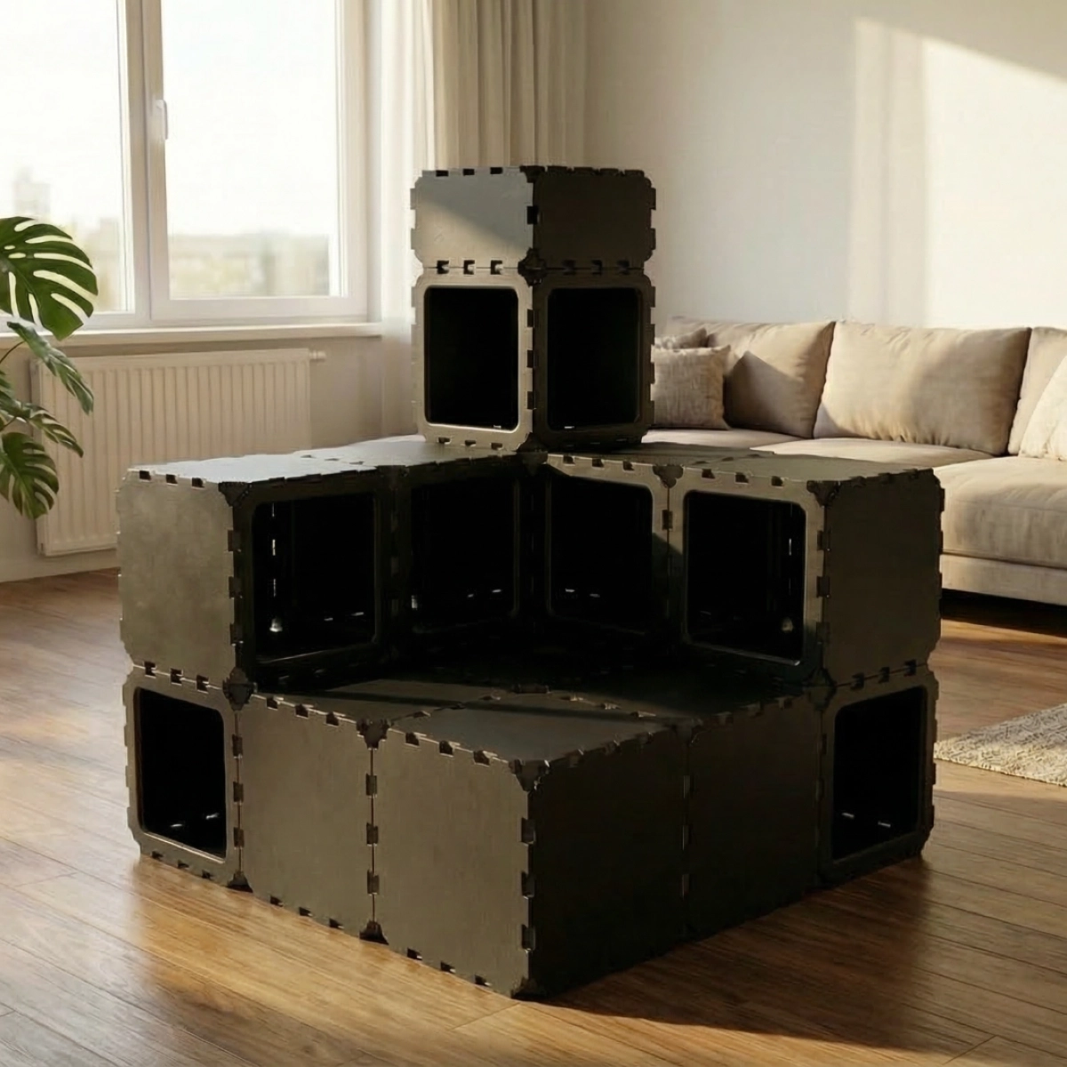 Cubik Modular Cat House with Tower for indoor cats, additional view