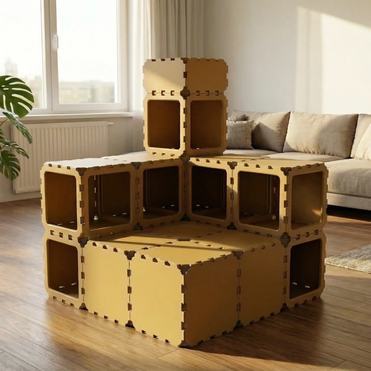 Cubik Modular Cat House with Tower for indoor cats, additional view
