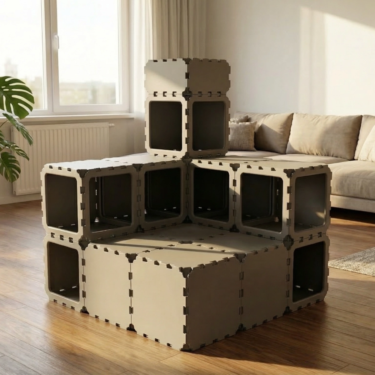 Cubik Modular Cat House with Tower for indoor cats, additional view