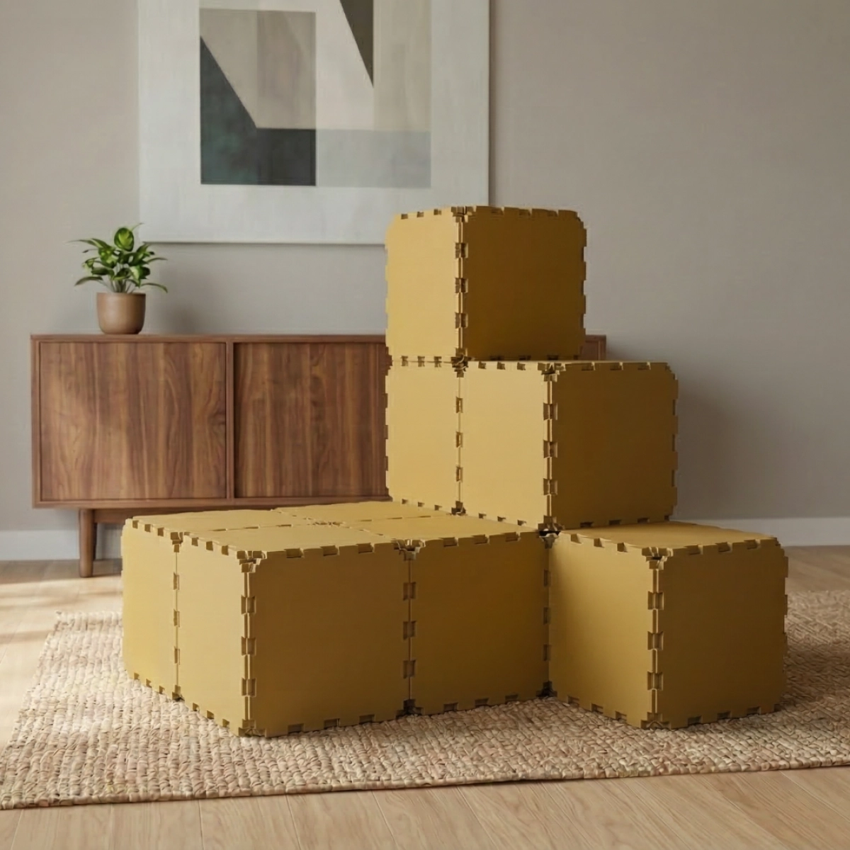 Cubik Minimalist Cat House with ZEN Panels, smooth faces for indoor cats, additional view