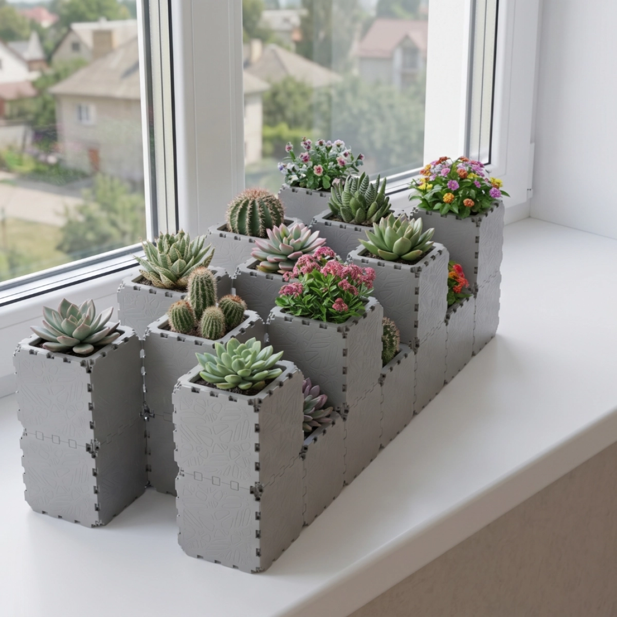 Grey Cubik table garden set 3, additional view