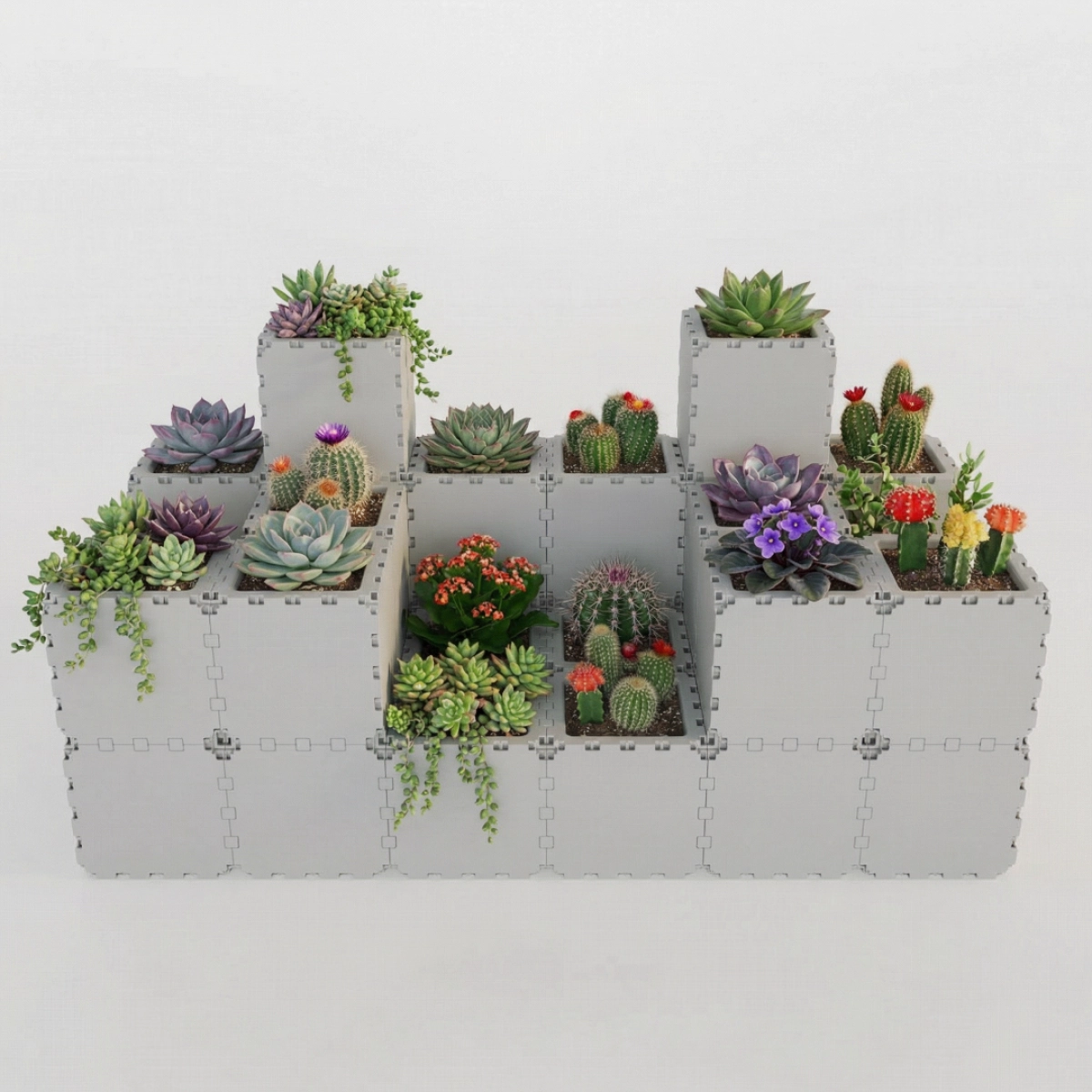 Grey Cubik table garden set 3, studio view