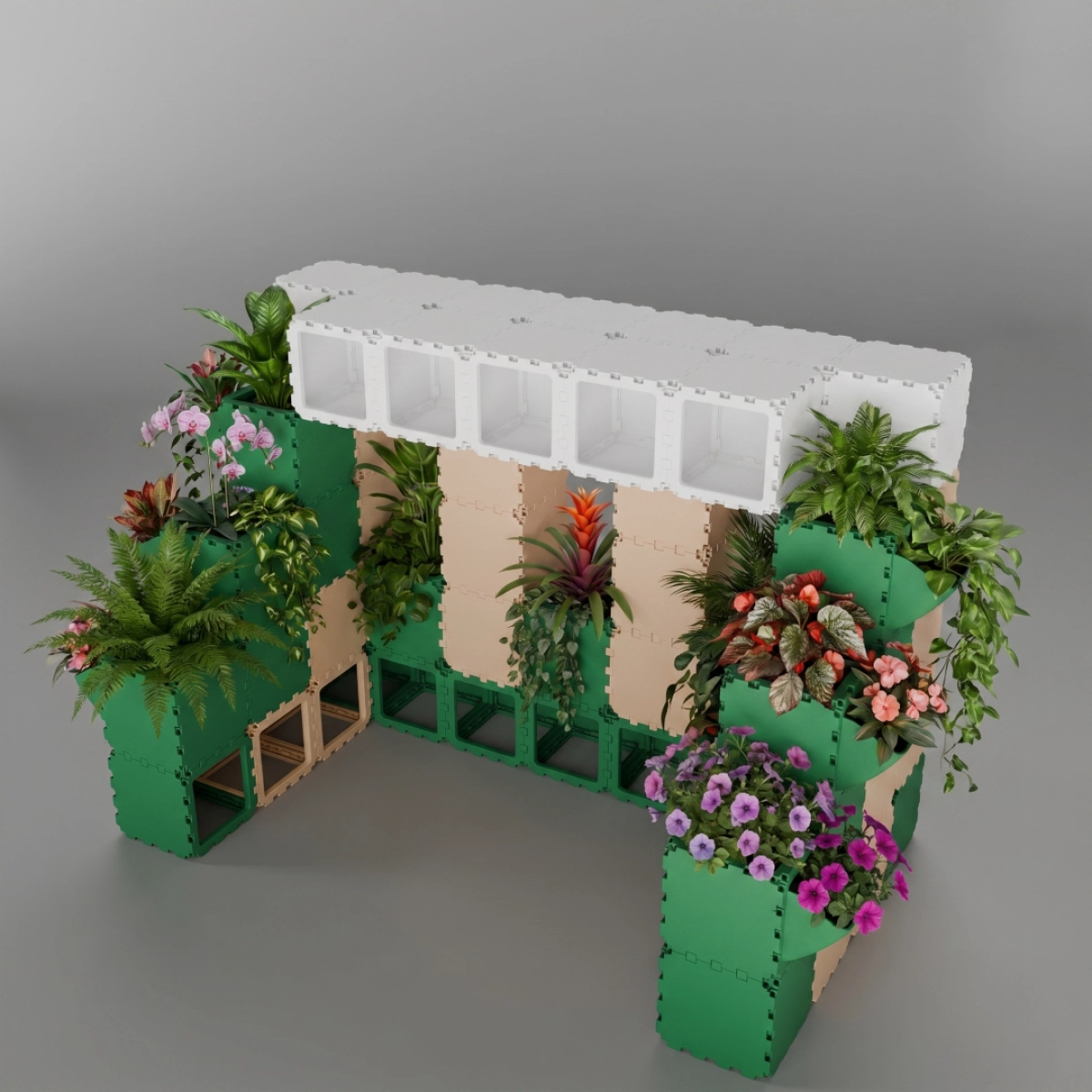 Cubik modular reception green wall, additional view