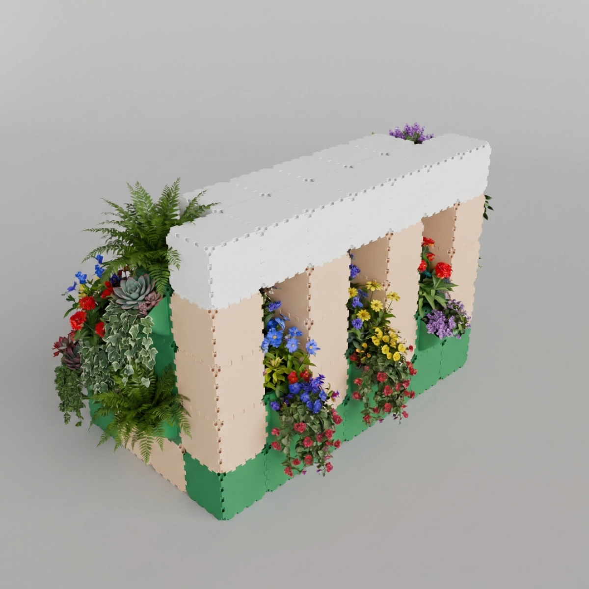 Cubik modular reception green wall, additional view