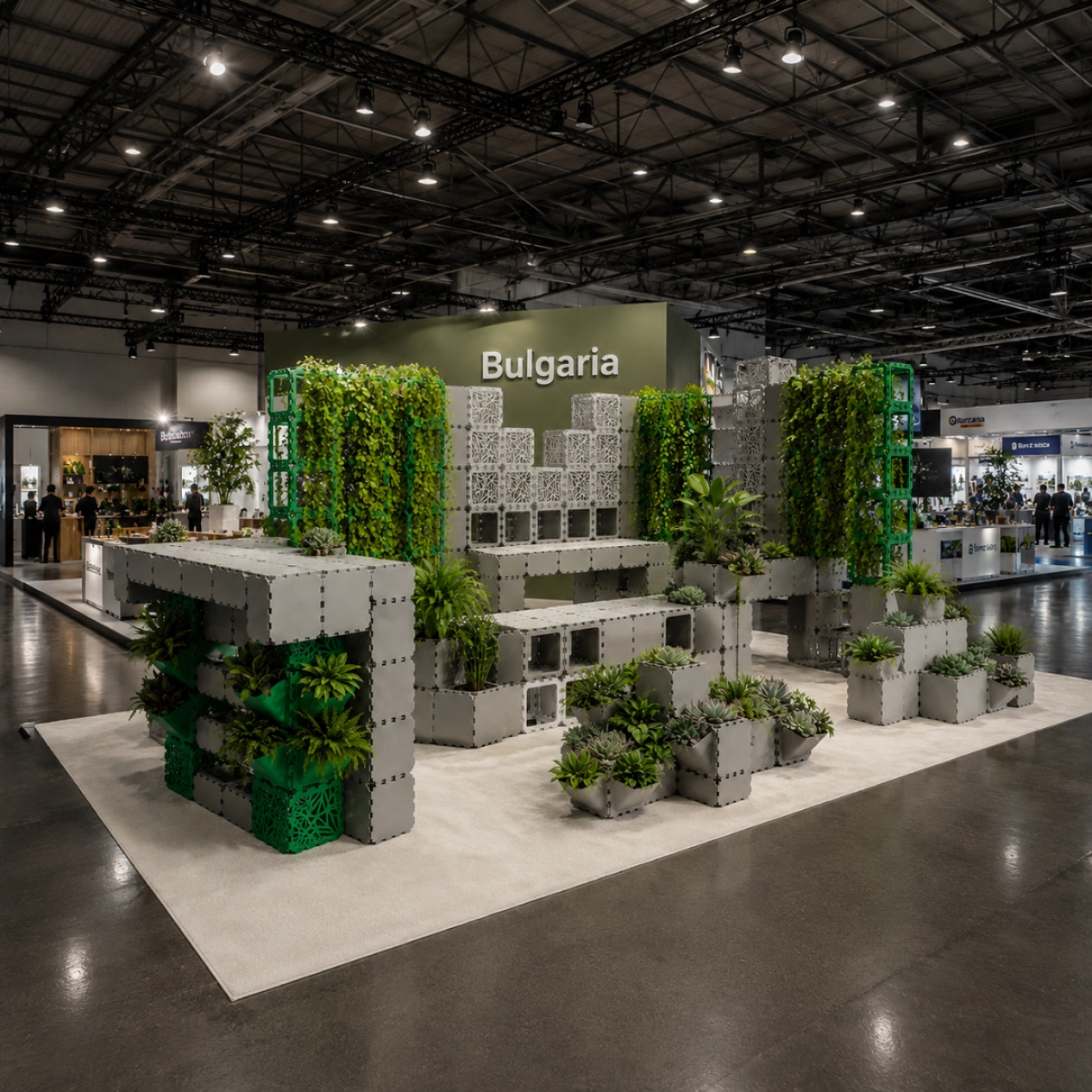 Cubik Bulgaria Exhibition Pavilion with green walls